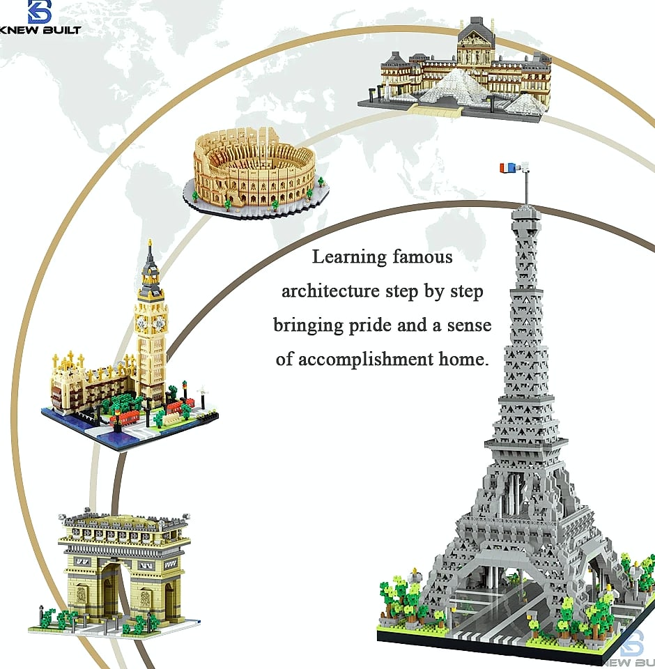 Eiffel Tower Paris Architectural Micro Mini Model Building — assembled view