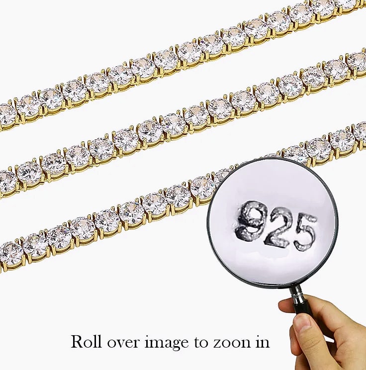 TOPGRILLZ 925 Sterling Silver CZ Tennis Chain Necklace — feature highlights