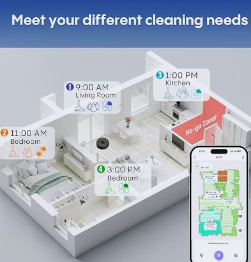 SHXI Robot Vacuum and Mop with LiDAR Mapping — side view