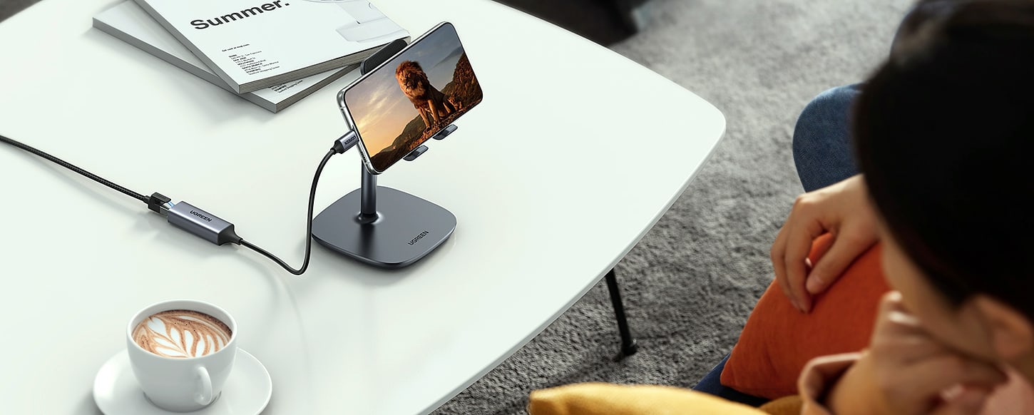 UGREEN USB-C to Ethernet Adapter, 1Gbps RJ45 Network Dongle — close-up details