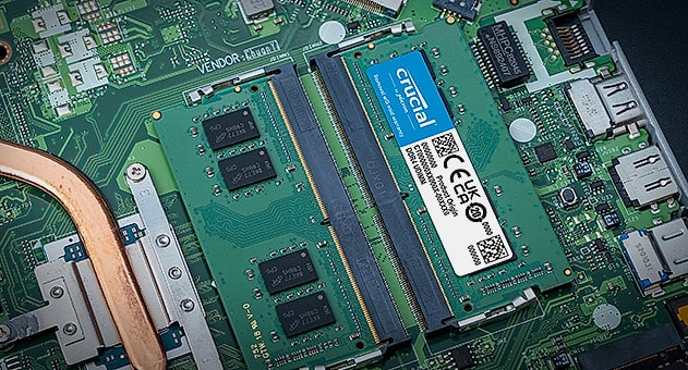 Crucial 16GB DDR4 3200MHz Laptop Memory SODIMM — scale reference