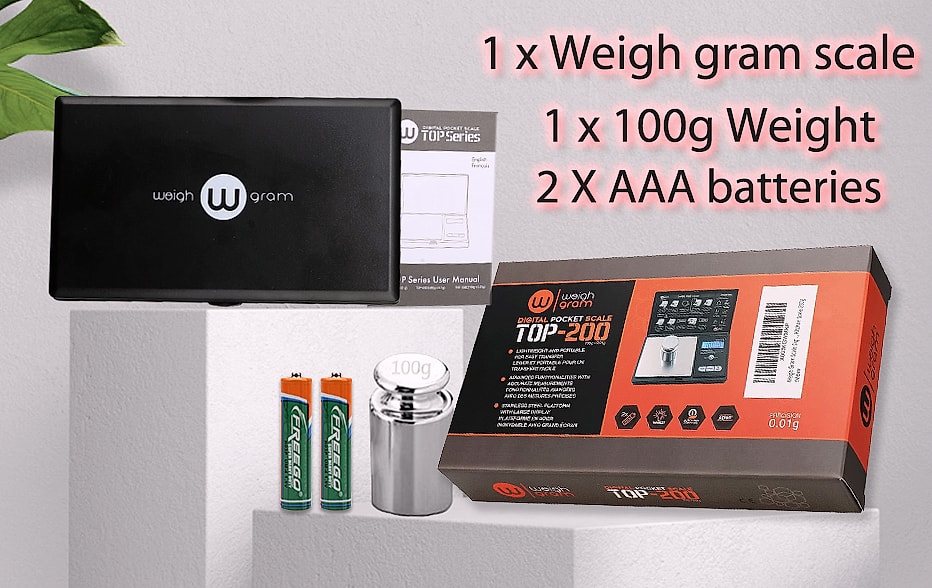Weigh Gram 200g Digital Pocket Scale with 0.01g Accuracy — side view