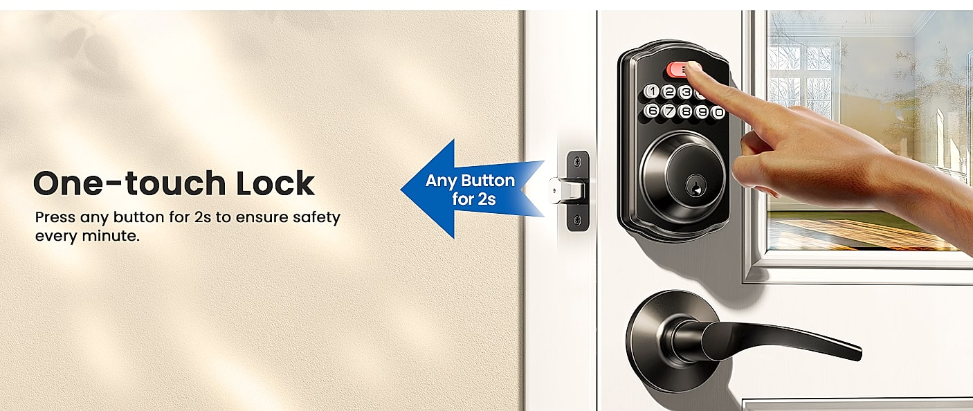 Veise Keyless Entry Door Lock with Lever Handles Digital — scale reference