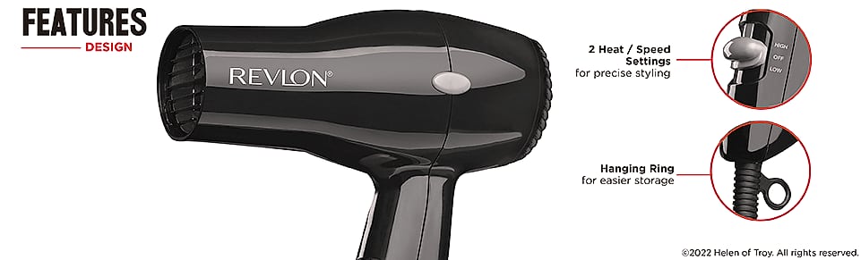 Revlon Essentials 1875W Compact Hair Dryer for Travel — assembled view