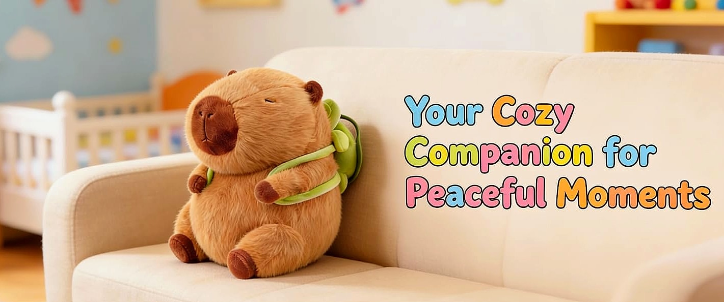 Wonfirang Capybara Plush Toy with Detachable Turtle Backpack — assembled view