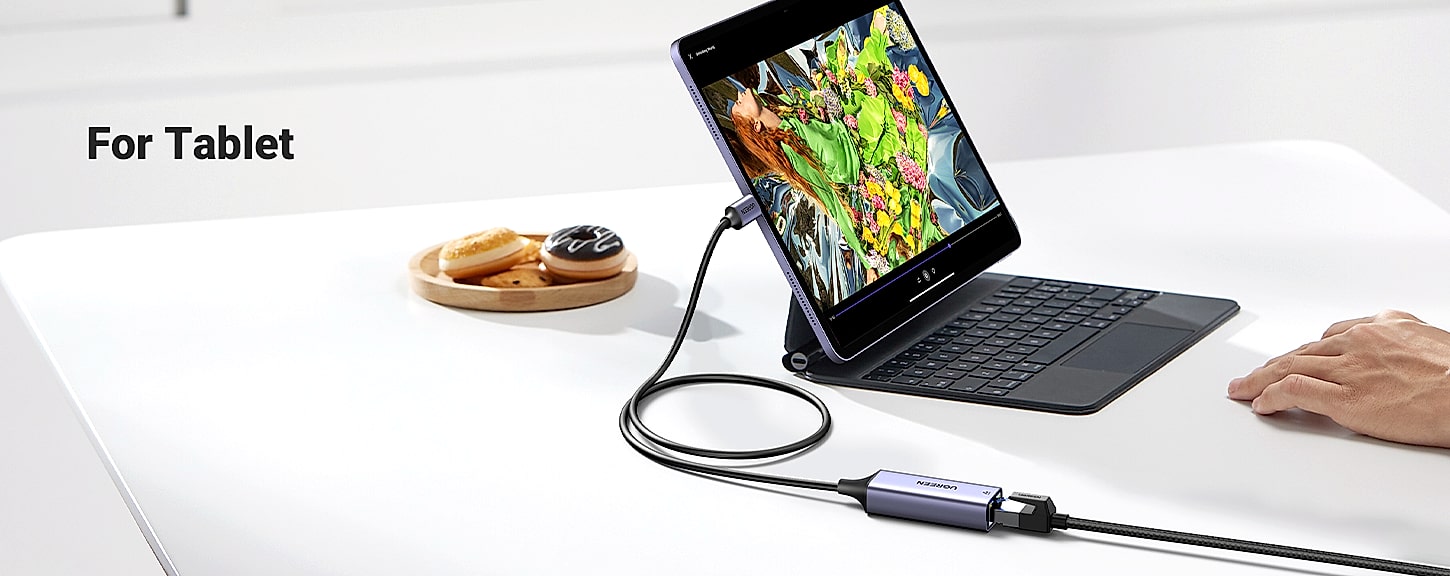 UGREEN USB-C to Ethernet Adapter, 1Gbps RJ45 Network Dongle — close-up details