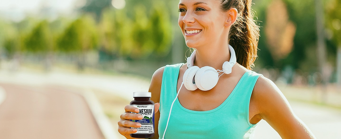FarmHaven Magnesium Complex with Vitamin D3 Supplement — scale reference