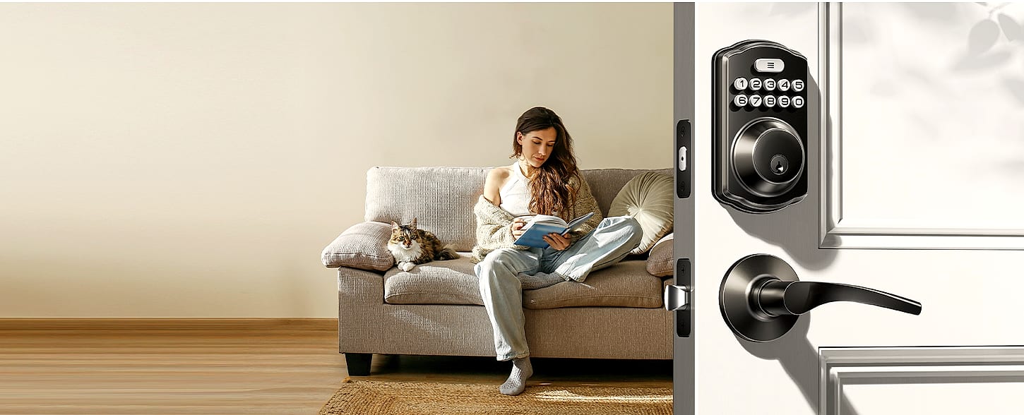 Veise Keyless Entry Door Lock with Lever Handles Digital — parts overview