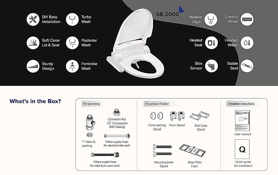 SmartBidet SB-2000 Smart Bidet Toilet Seat with Heated Seat — close-up details