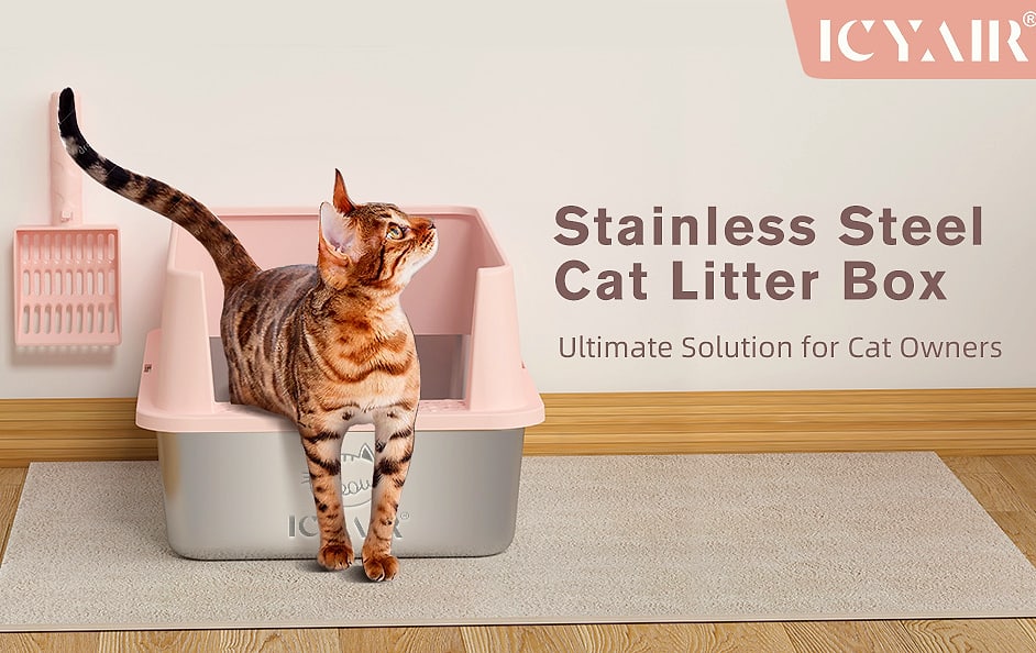 ICYAIR Stainless Steel Cat Litter Box 2-Pack, Extra Large — parts overview