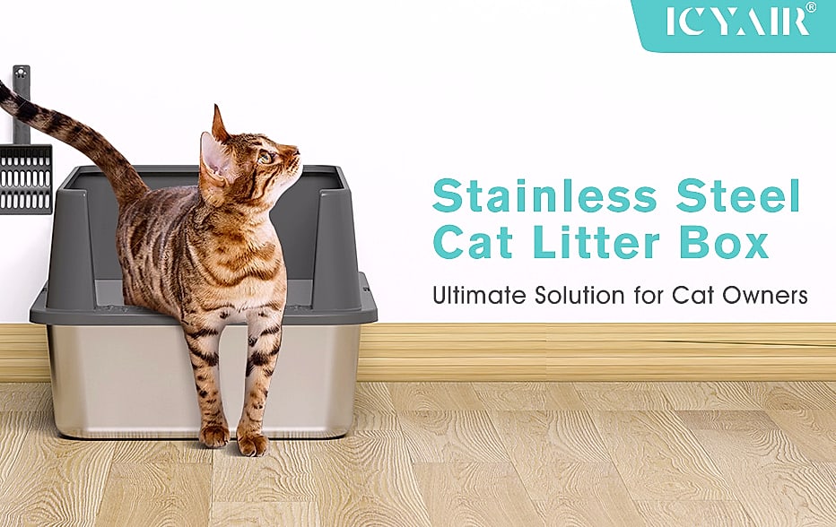 ICYAIR Stainless Steel Cat Litter Box 2-Pack, Extra Large — package contents