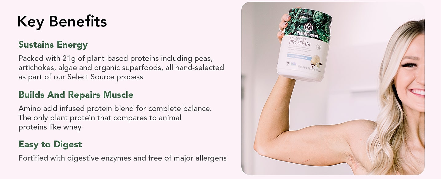 PlantFusion Complete Vegan Protein Powder Vanilla Bean 2 lb — assembled view