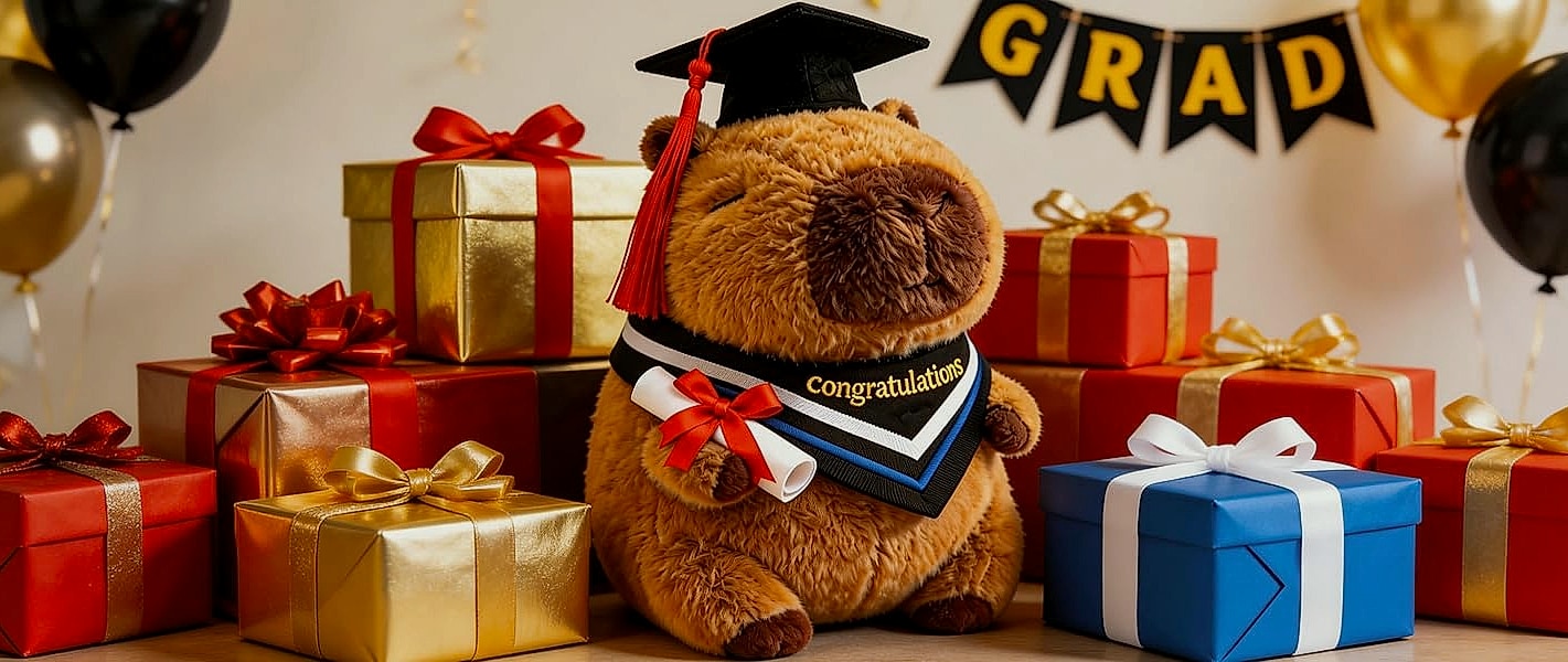 Wonfirang Capybara Plush Toy with Detachable Turtle Backpack — side view