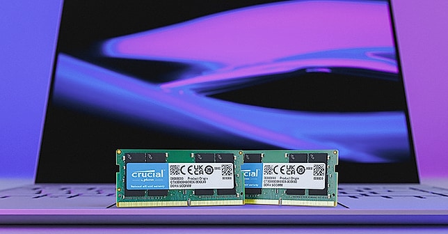Crucial 16GB DDR4 3200MHz Laptop Memory SODIMM — assembled view