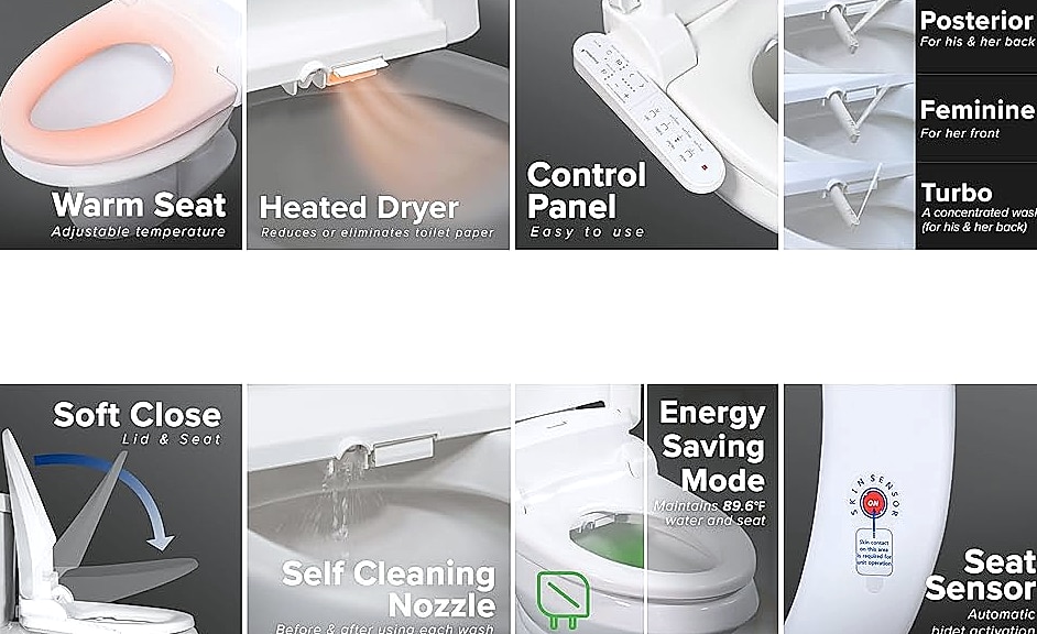 SmartBidet SB-2000 Smart Bidet Toilet Seat with Heated Seat — assembled view