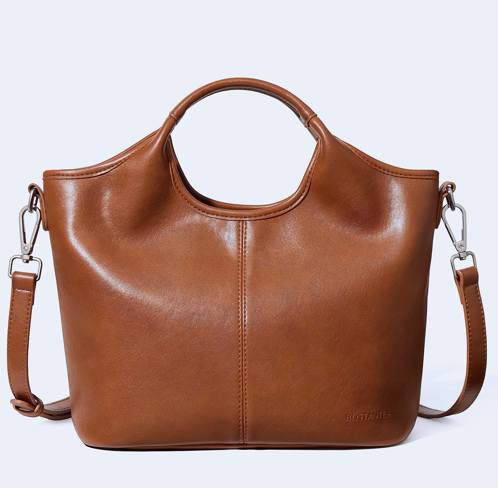 BOSTANTEN Vegan Leather Satchel Handbag with Detachable Strap