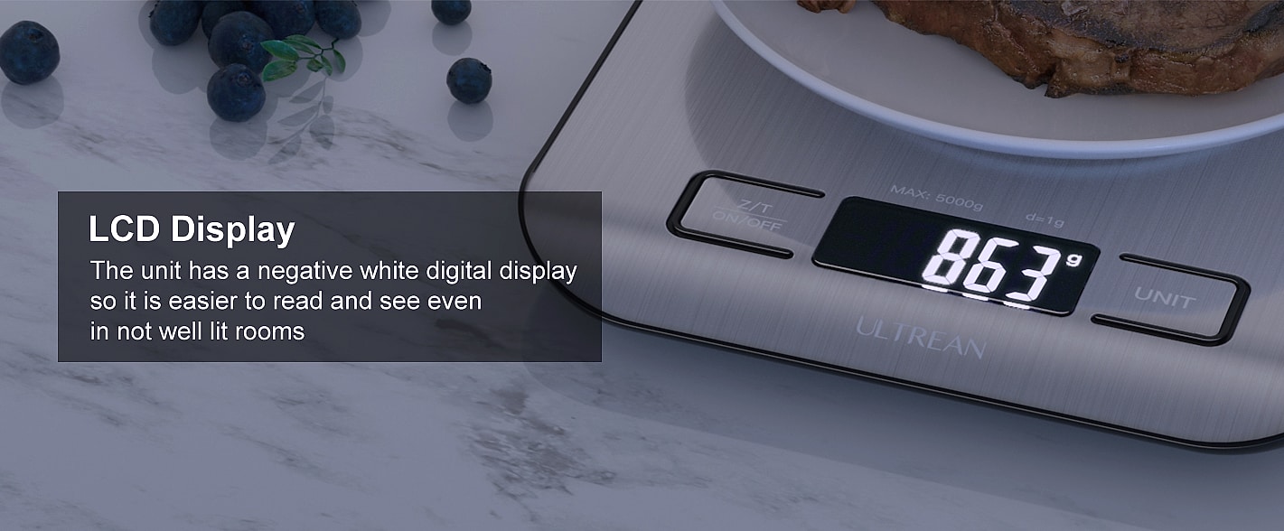 Ultrean Digital Kitchen Scale, 11lb Food Scale with LCD — close-up details