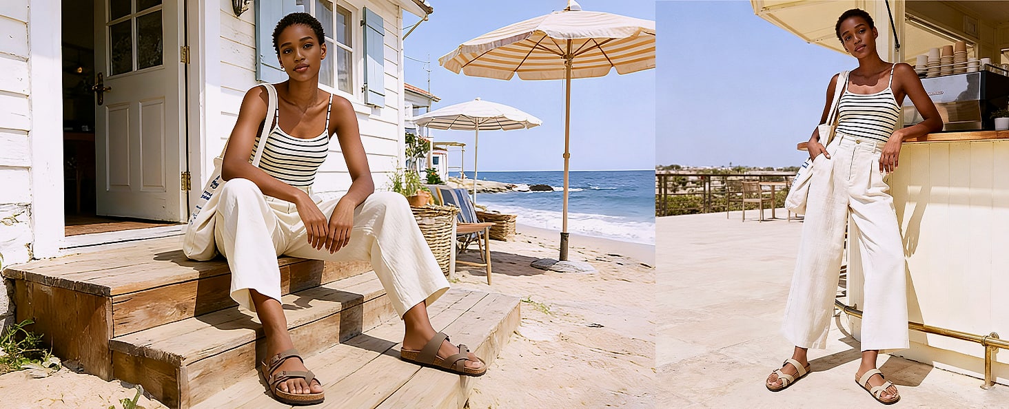 KIDMI Women's Cork Footbed Sandals with Adjustable Buckle — close-up details