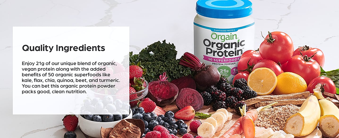 Orgain Organic Vegan Protein Powder with 50 Superfoods — assembled view