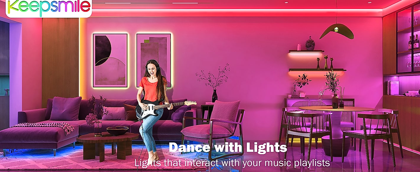 Keepsmile 100ft RGB LED Strip Lights with App and Remote — package contents