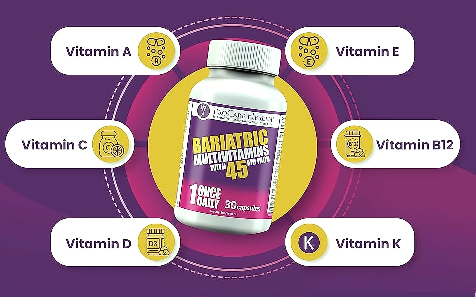 ProCare Health Bariatric Multivitamin 45mg Iron Once Daily — interior detail