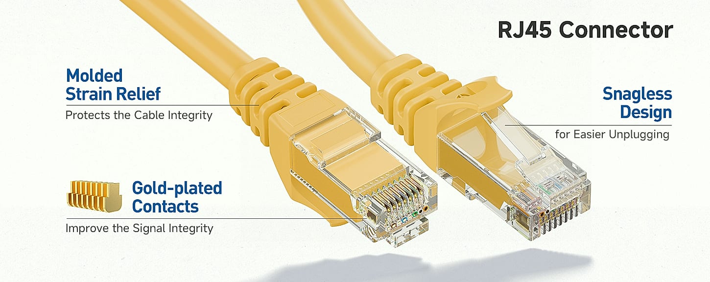 Cable Matters Cat6 Ethernet Cable 25ft 10Gbps Snagless — interior detail