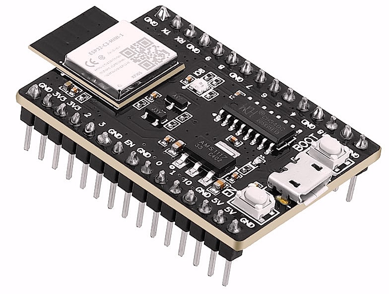 FancyWhoop ESP32-C3 Development Board with WiFi Bluetooth — assembled view