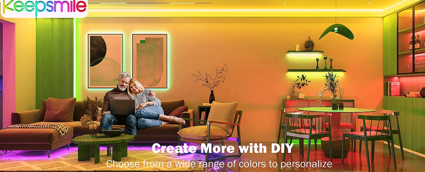 Keepsmile 100ft RGB LED Strip Lights with App and Remote — close-up details