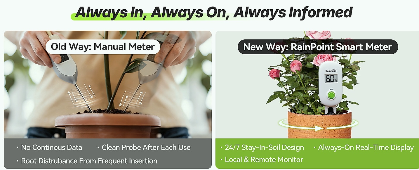 RAINPOINT Smart Wireless Moisture Meter with WiFi Hub Kit — scale reference
