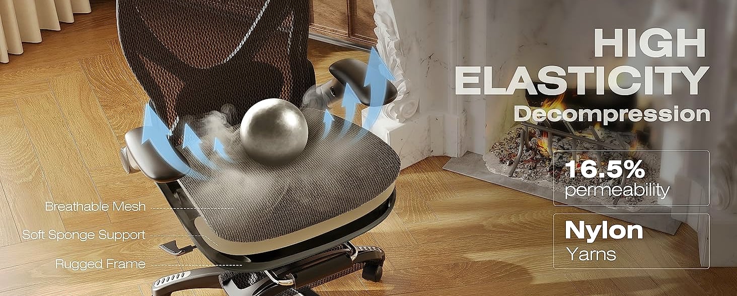 ELABEST X100 Ergonomic Mesh Office Chair with Lumbar Support — interior detail