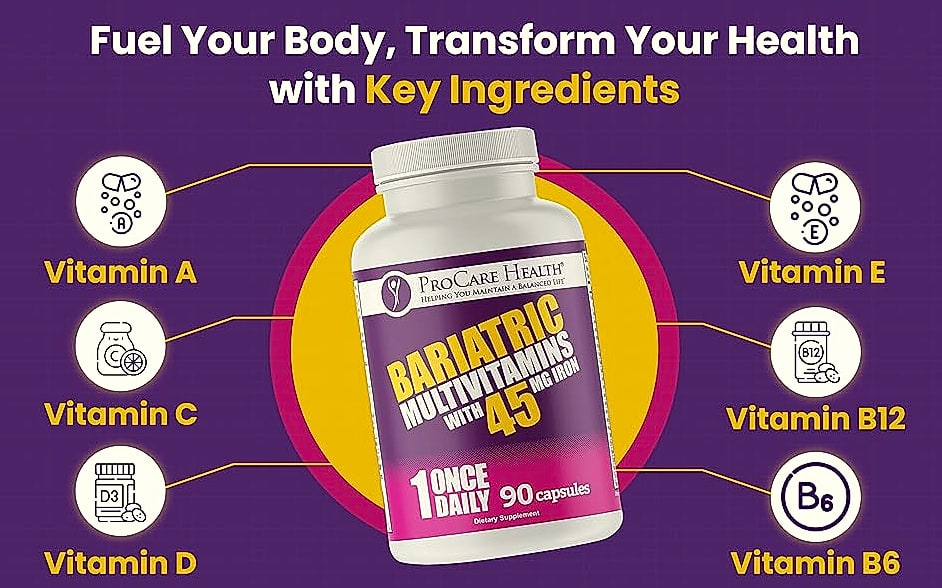 ProCare Health Bariatric Multivitamin 45mg Iron Once Daily — close-up details
