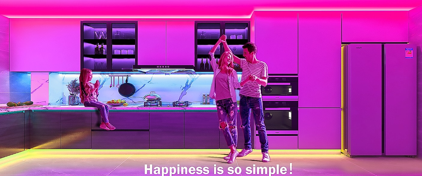 Keepsmile 100ft RGB LED Strip Lights with App and Remote — side view