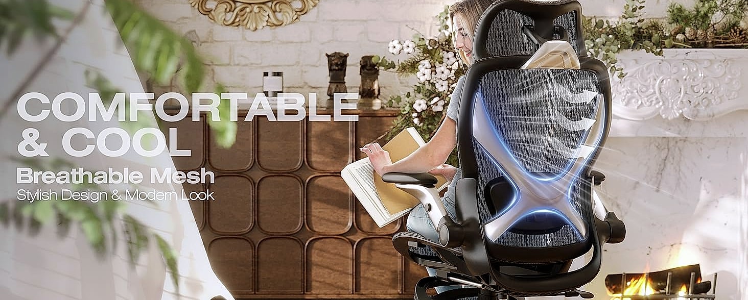 ELABEST X100 Ergonomic Mesh Office Chair with Lumbar Support — side view