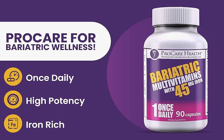 ProCare Health Bariatric Multivitamin 45mg Iron Once Daily — package contents