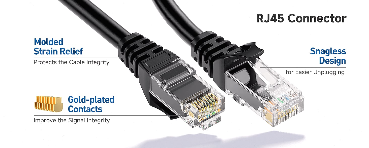 Cable Matters Cat6 Ethernet Cable 25ft 10Gbps Snagless — assembled view