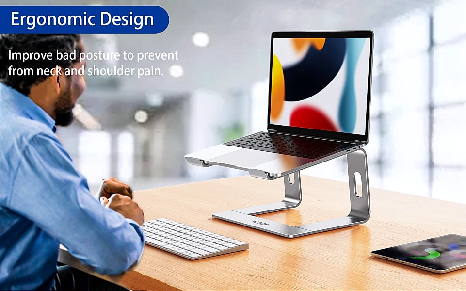 BESIGN LS03 Aluminum Laptop Stand for 10-15.6 inch Laptops — assembled view