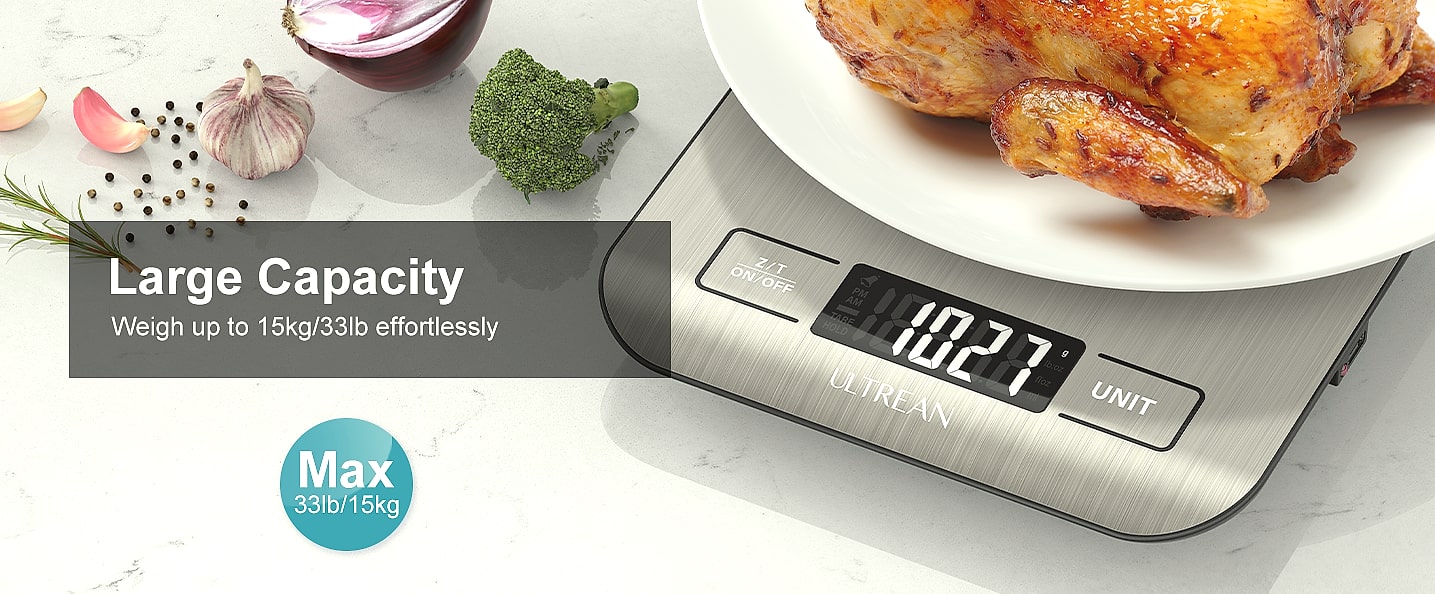 Ultrean Digital Kitchen Scale, 11lb Food Scale with LCD — size comparison