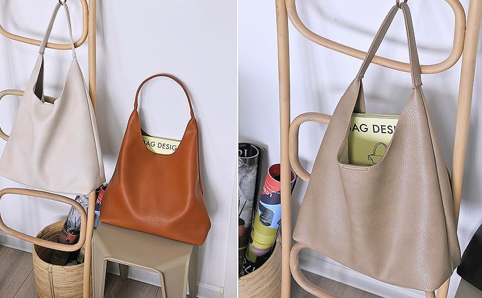 HOXIS Hobo Bag Women Soft Vegan Leather Shoulder Handbag — assembled view