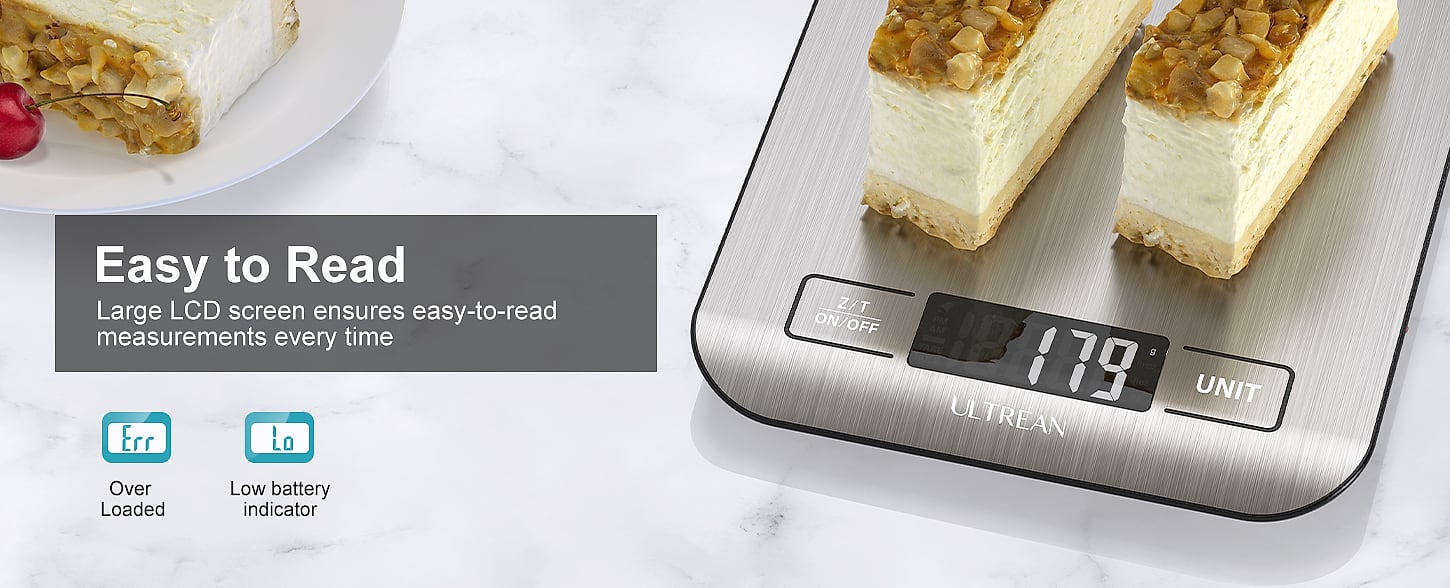 Ultrean Digital Kitchen Scale, 11lb Food Scale with LCD — assembled view